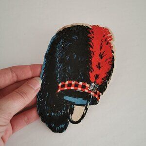 Vintage Red Hackle Scottish Tartan Coaster Shaped Beer Mat 2-Side Scotch Barware